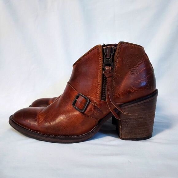 Tommy Hilfiger Denim Cognac Leather Made In Portugal Booties 7 - Picture 1 of 15